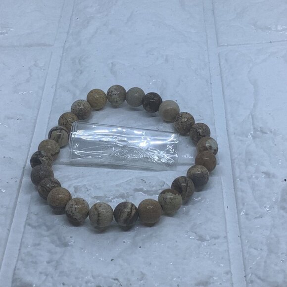 Synthetic Stones Gemstones 8mm Beaded Bracelet Unisex - Picture 3 of 5